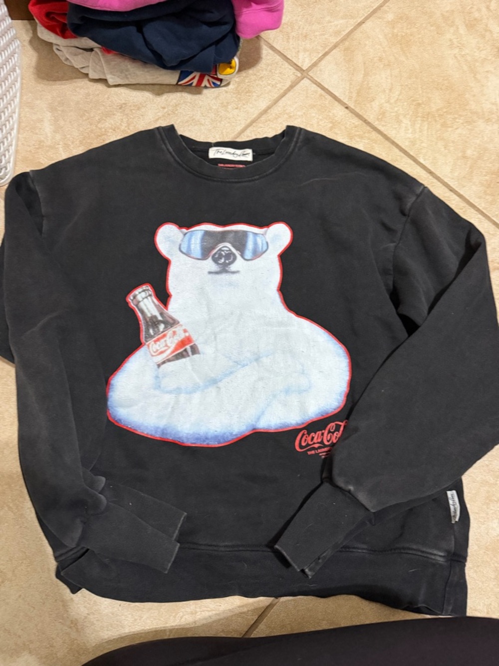 The Laundry Room Black Crewneck Sweatshirt with White Polar Bear Graphic